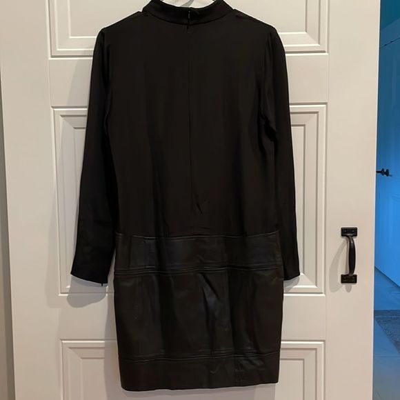 Theory Karlyn Black Silk and Leather Dress - Picture 5 of 5